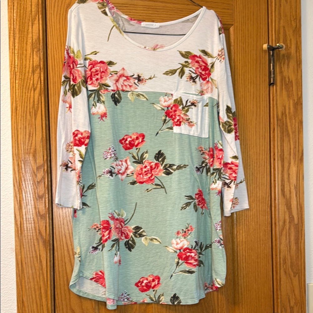 Floral Long Sleeve Tunic Top